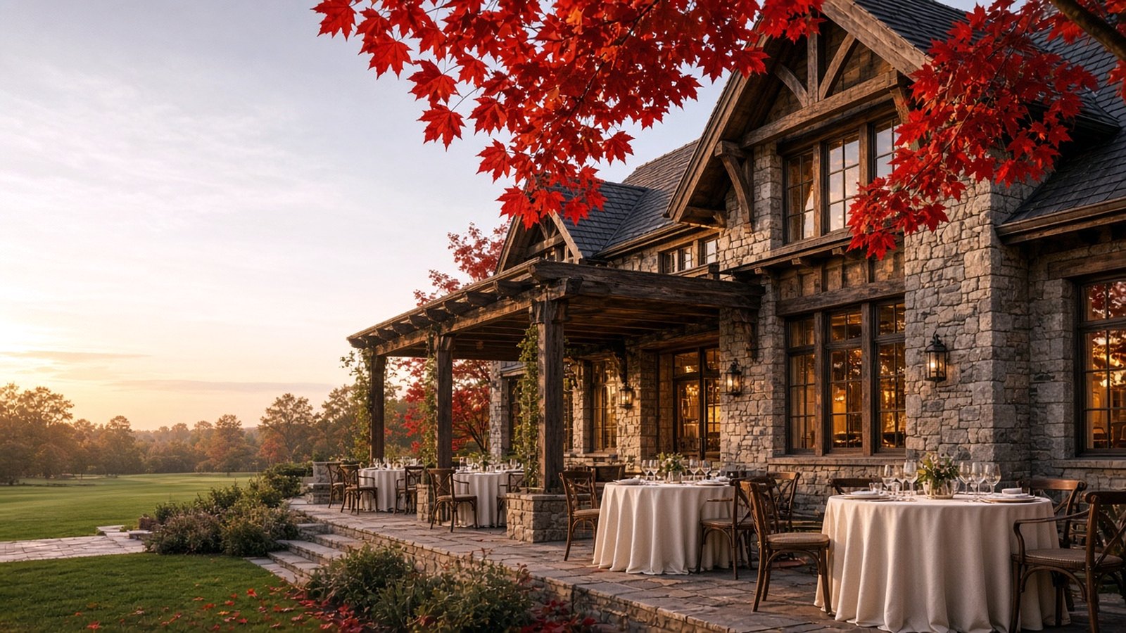 Copperwing clubhouse porch in soft morning light